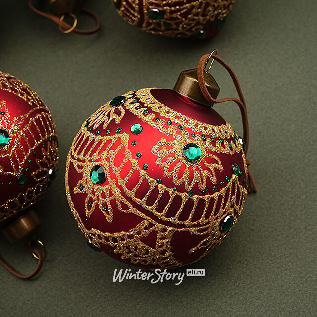 Елочные шары Краски карнавала 8-13 см красный, 11 шт, стекло, уцененные Winter Deco