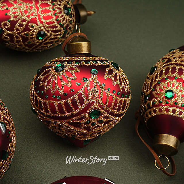 Елочные шары Краски карнавала 8-13 см красный, 11 шт, стекло, уцененные Winter Deco