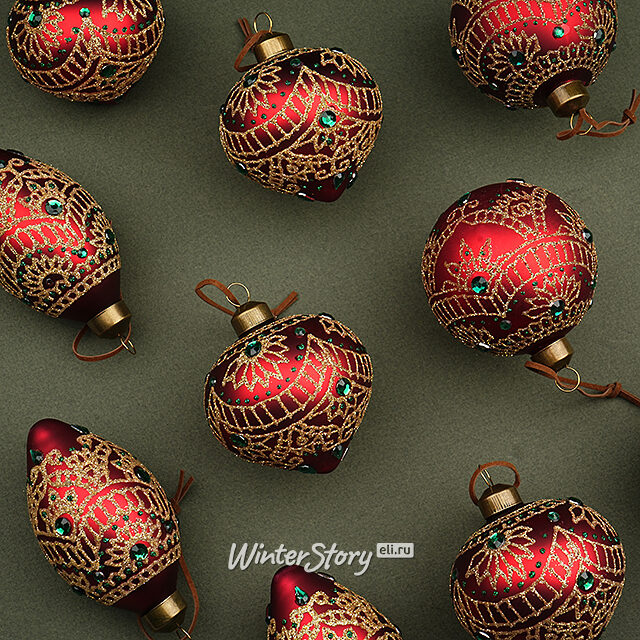Елочные шары Краски карнавала 8-13 см красный, 11 шт, стекло, уцененные Winter Deco