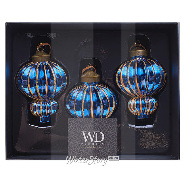 Елочные игрушки Basildon 10 см, 3 шт, стекло Winter Deco