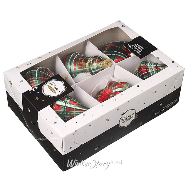 Елочные игрушки Bunbury - Новогодние Вихри 10 см, 6 шт, стекло Winter Deco