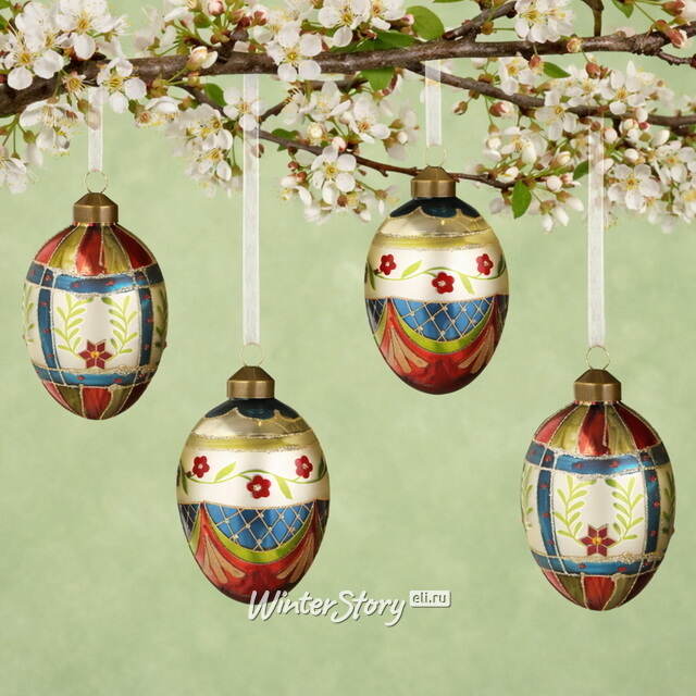 Елочные игрушки Яйца Павоне-Канавезе 11 см, 4 шт, стекло Winter Deco