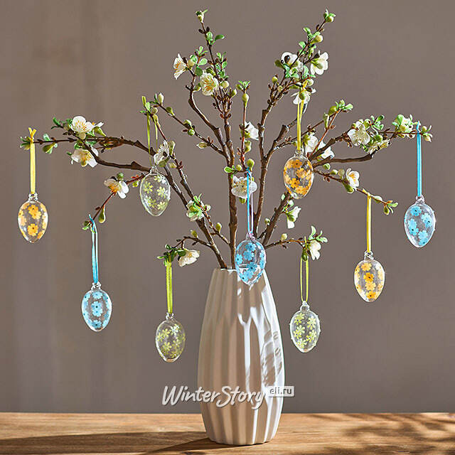 Декоративные пасхальные яйца Луговые цветы 7 см, 9 шт, стекло Winter Deco