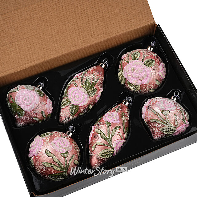 Елочные шары Pizzo - Caprino Bergamasco 10-15 см, 6 шт, стекло Winter Deco