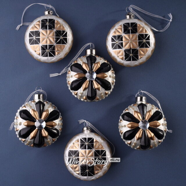 Набор стеклянных елочных игрушек Miracolo Calatafimi 8 см, 6 шт Winter Deco