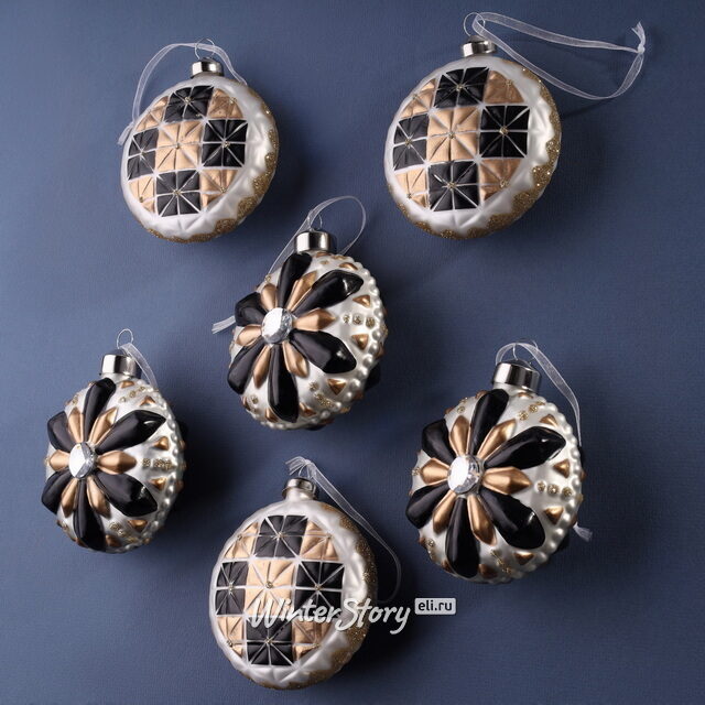 Набор стеклянных елочных игрушек Miracolo Calatafimi 8 см, 6 шт Winter Deco