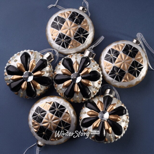 Набор стеклянных елочных игрушек Miracolo Calatafimi 8 см, 6 шт Winter Deco