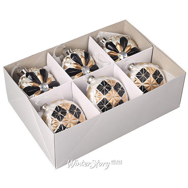 Набор стеклянных елочных игрушек Miracolo Calatafimi 8 см, 6 шт Winter Deco