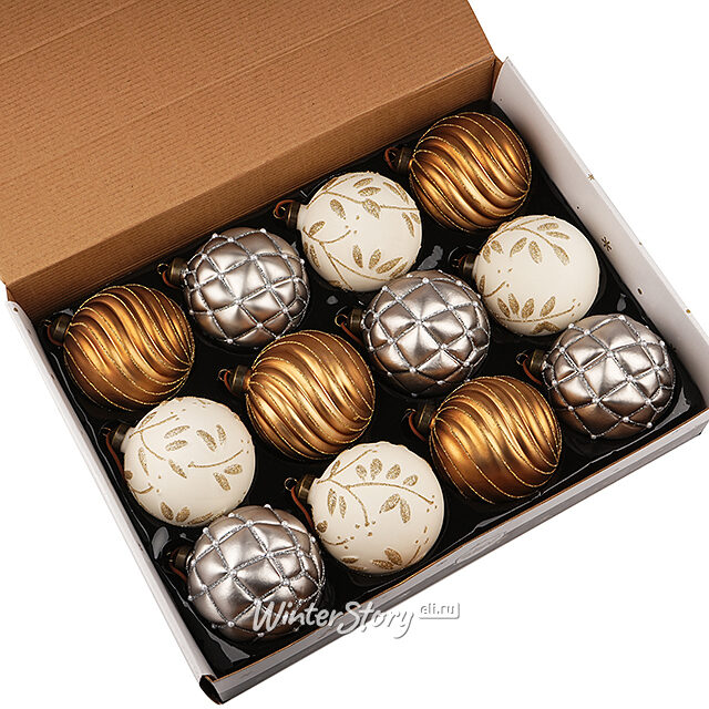 Коллекция стеклянных шаров Dalmine - Морозная Фантазия 10 см, 12 шт Winter Deco