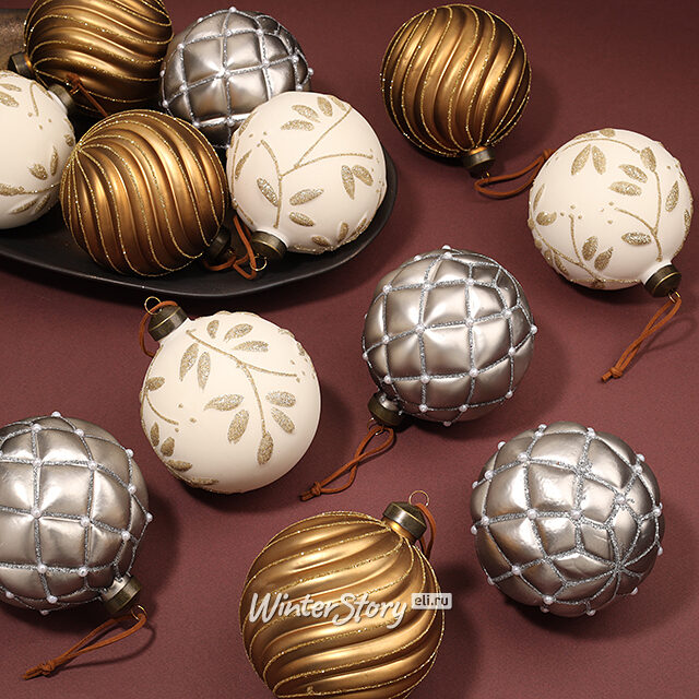 Коллекция стеклянных шаров Dalmine - Морозная Фантазия 10 см, 12 шт Winter Deco