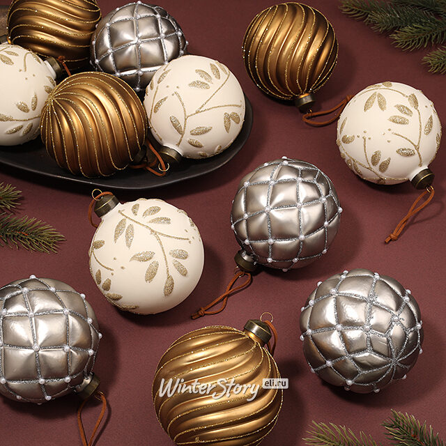 Коллекция стеклянных шаров Dalmine - Морозная Фантазия 10 см, 12 шт Winter Deco