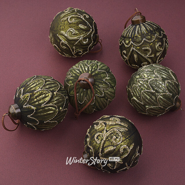 Елочные шары Pellio Intelvi 8 см, 6 шт, стекло Winter Deco