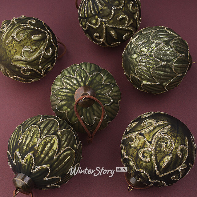 Елочные шары Pellio Intelvi 8 см, 6 шт, стекло Winter Deco