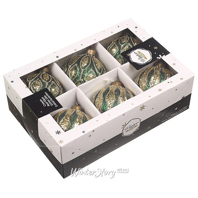 Елочные шары Rovere Veronese 8 см, 6 шт, стекло Winter Deco