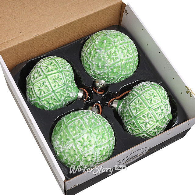 Набор стеклянных шаров Stella Cilento 10 см, 4 шт Winter Deco