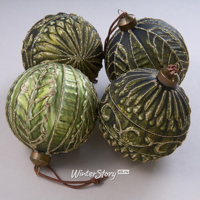 Елочные шары Riola Sardo 10 см, 4 шт, стекло Winter Deco