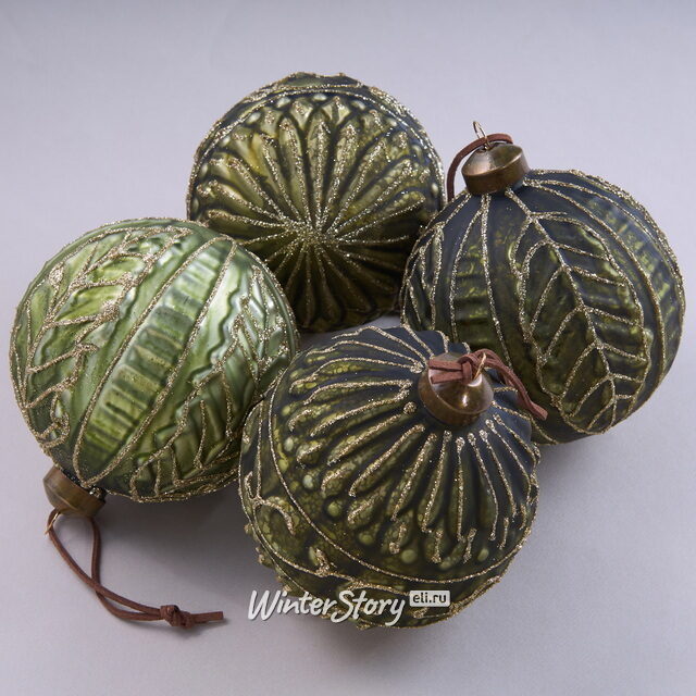 Елочные шары Riola Sardo 10 см, 4 шт, стекло Winter Deco