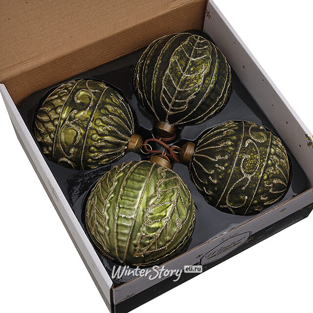 Елочные шары Riola Sardo 10 см, 4 шт, стекло Winter Deco