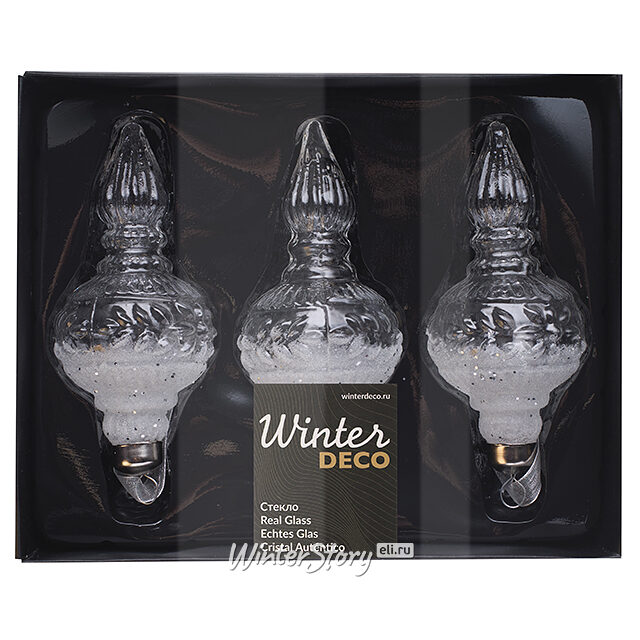 Елочные игрушки Cesano Boscone 13 см, 3 шт, стекло Winter Deco