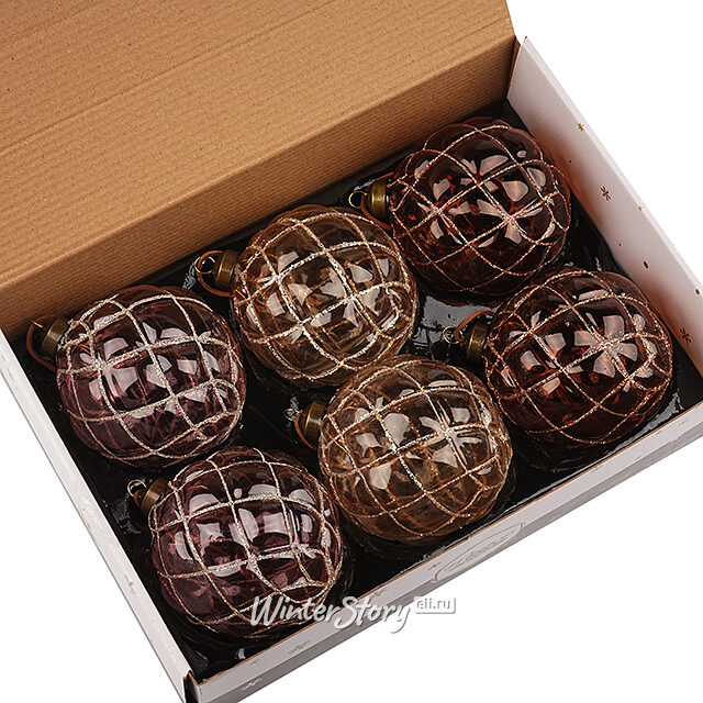 Елочные шары Torre Canne 10 см, 6 шт, стекло Winter Deco