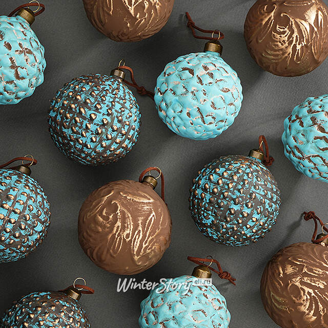 Елочные шары Azzurro depoca 8 см, 12 шт, стекло Winter Deco