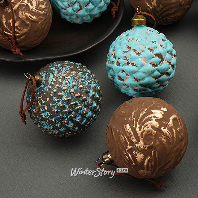 Елочные шары Azzurro depoca 8 см, 12 шт, стекло Winter Deco