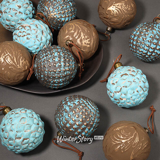 Елочные шары Azzurro depoca 8 см, 12 шт, стекло Winter Deco
