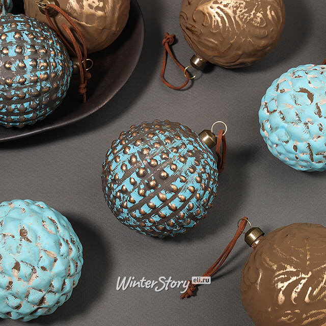 Елочные шары Azzurro depoca 8 см, 12 шт, стекло Winter Deco