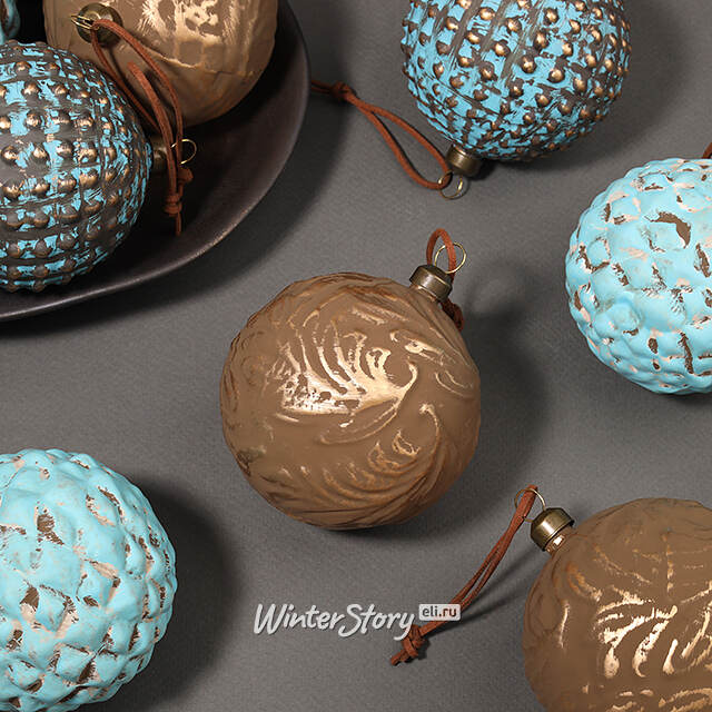 Елочные шары Azzurro depoca 8 см, 12 шт, стекло Winter Deco