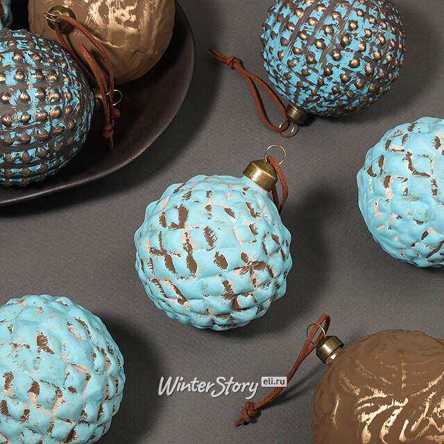 Елочные шары Azzurro depoca 8 см, 12 шт, стекло Winter Deco