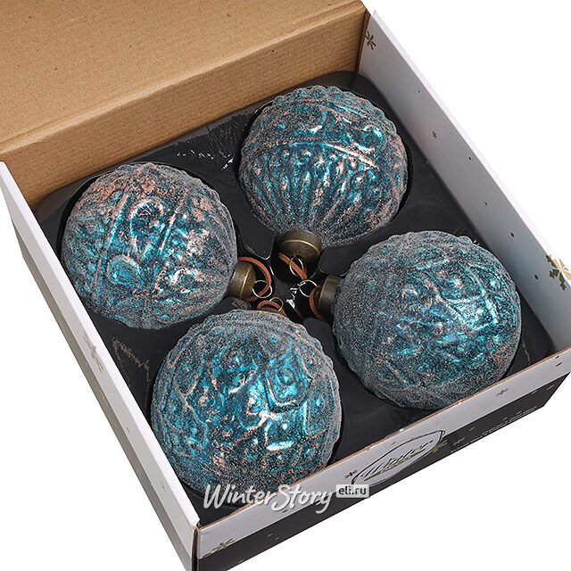 Набор стеклянных шаров Fratta Todina 10 см, 4 шт Winter Deco