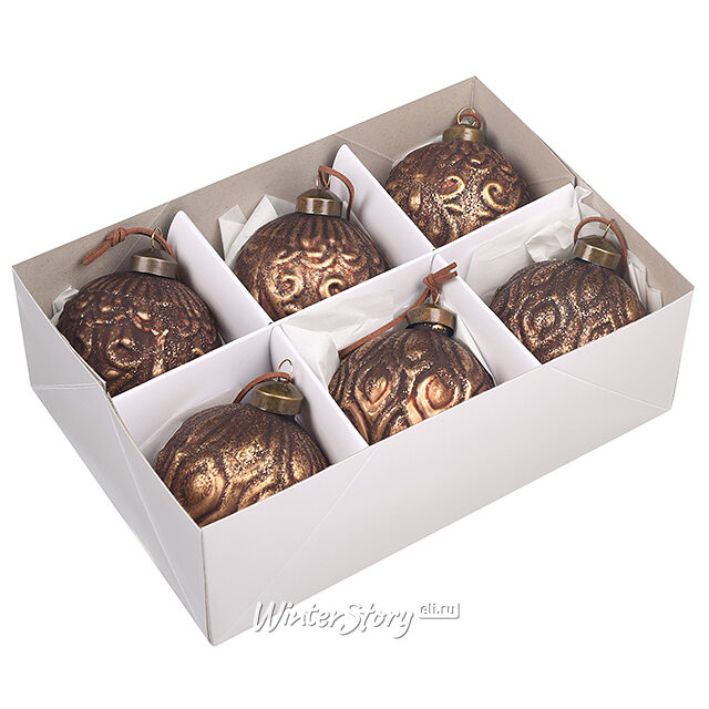 Елочные шары Bagnolo in Piano 8 см, 6 шт, стекло Winter Deco