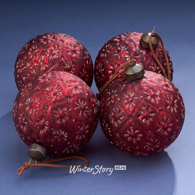 Елочные шары Alfiano-Natta 10 см, 4 шт, стекло Winter Deco