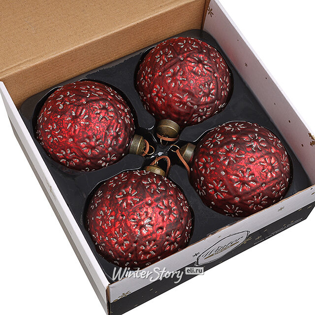 Елочные шары Alfiano-Natta 10 см, 4 шт, стекло Winter Deco