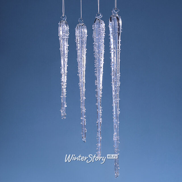 Набор стеклянных елочных игрушек Сосульки La Morra 14-25 см, 4 шт, подвеска Winter Deco