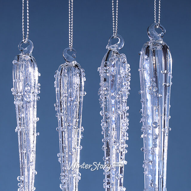 Набор стеклянных елочных игрушек Сосульки La Morra 14-25 см, 4 шт, подвеска Winter Deco