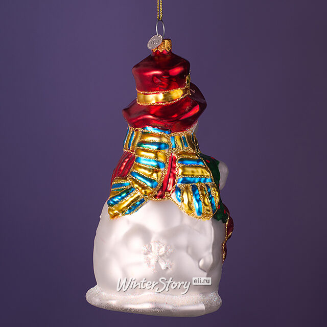 Елочная игрушка Снеговик Бин с подарками 16 см, стекло, подарочная коробка Winter Deco