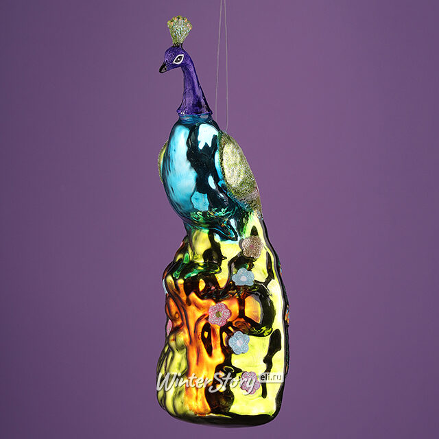 Елочная игрушка Павлин Гэндальф 14 см, стекло, подарочная коробка Winter Deco