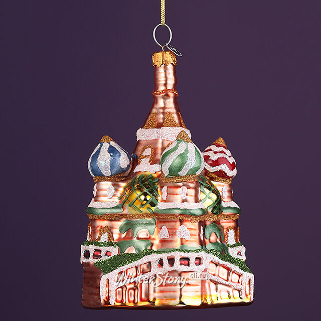 Стеклянная елочная игрушка Храм Василия Блаженного 12 см, подвеска Winter Deco