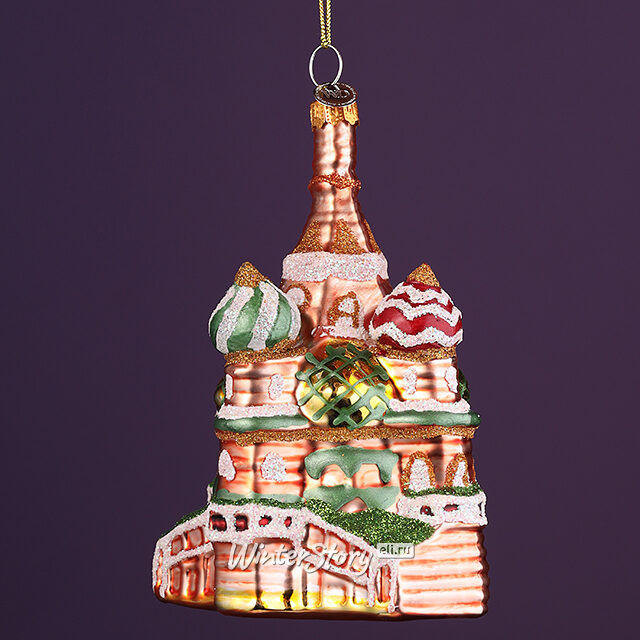 Стеклянная елочная игрушка Храм Василия Блаженного 12 см, подвеска Winter Deco