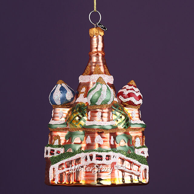Стеклянная елочная игрушка Храм Василия Блаженного 12 см, подвеска Winter Deco