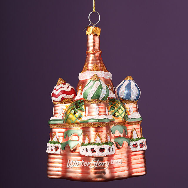 Стеклянная елочная игрушка Храм Василия Блаженного 12 см, подвеска Winter Deco