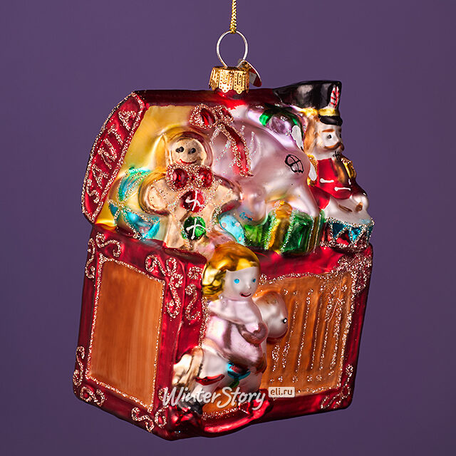 Елочная игрушка Сундук Бродячего Цирка 10 см, стекло, подарочная коробка Winter Deco