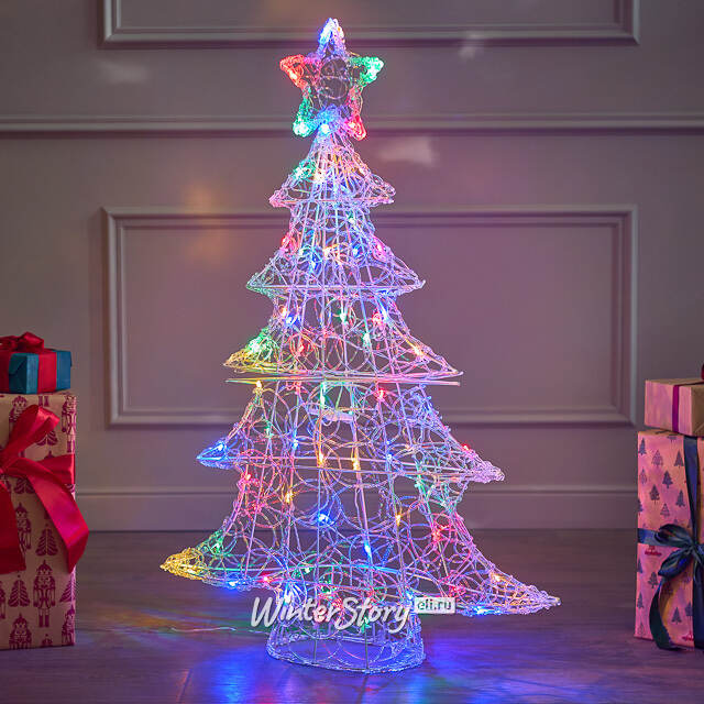 Светодиодная елка Luci Colorate 100 см, 70 разноцветных LED ламп, акрил, IP44 Winter Deco