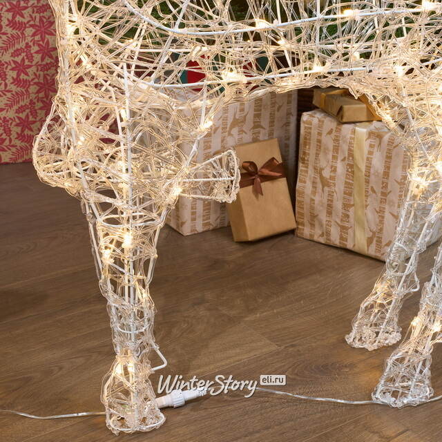 Набор светодиодных оленей - Мама с малышом на прогулке 100 см, 160 теплых белых LED ламп, таймер, акрил, IP44 Winter Deco