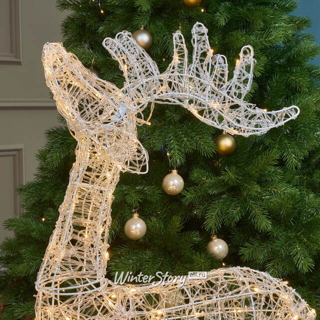 Набор светодиодных оленей - Мама с малышом на прогулке 100 см, 160 теплых белых LED ламп, таймер, акрил, IP44 Winter Deco