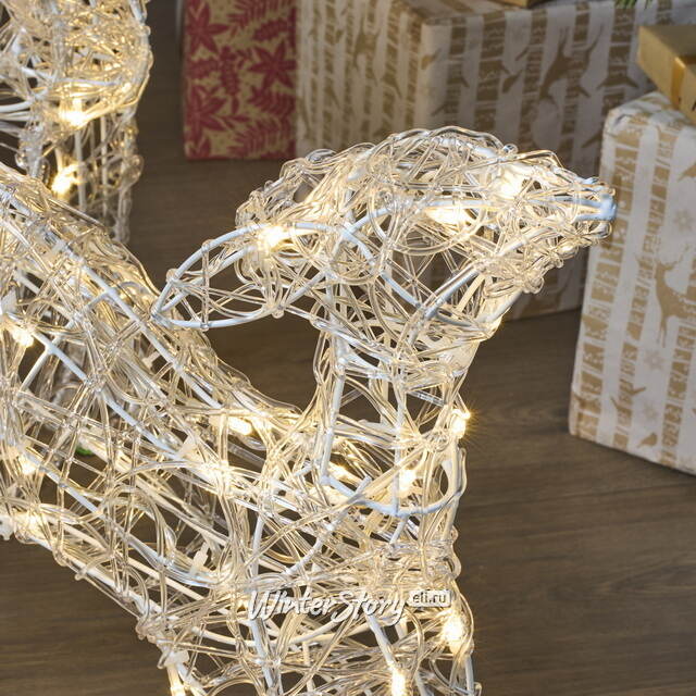 Набор светодиодных оленей - Мама с малышом на прогулке 100 см, 160 теплых белых LED ламп, таймер, акрил, IP44 Winter Deco