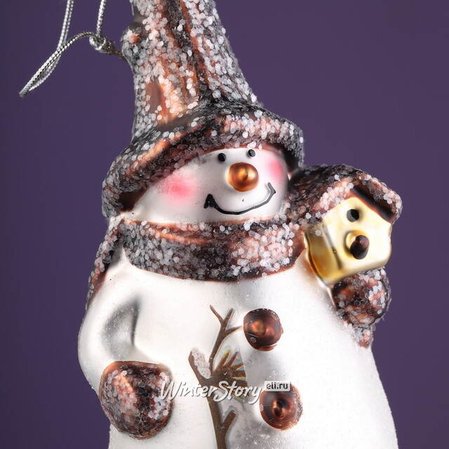 Елочная игрушка Снеговик Лесничий 16 см в подарочной коробке, стекло Winter Deco