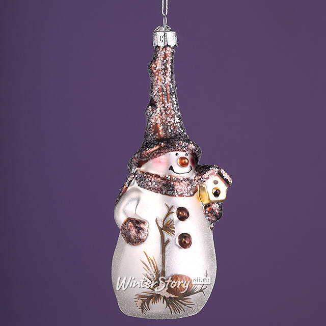 Елочная игрушка Снеговик Лесничий 16 см в подарочной коробке, стекло Winter Deco