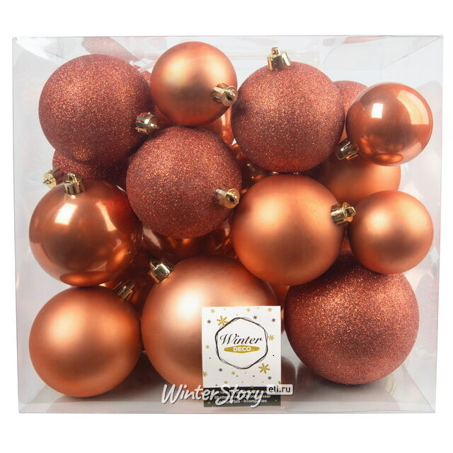 Набор пластиковых шаров Космо Пряная Тыква, 6-10 см, 26 шт Winter Deco
